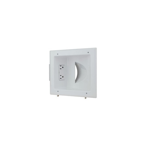 Cable Wholesale Recessed Low Voltage Media Plate w/Duplex Surge Suppressor, White 45-0041-WH - main